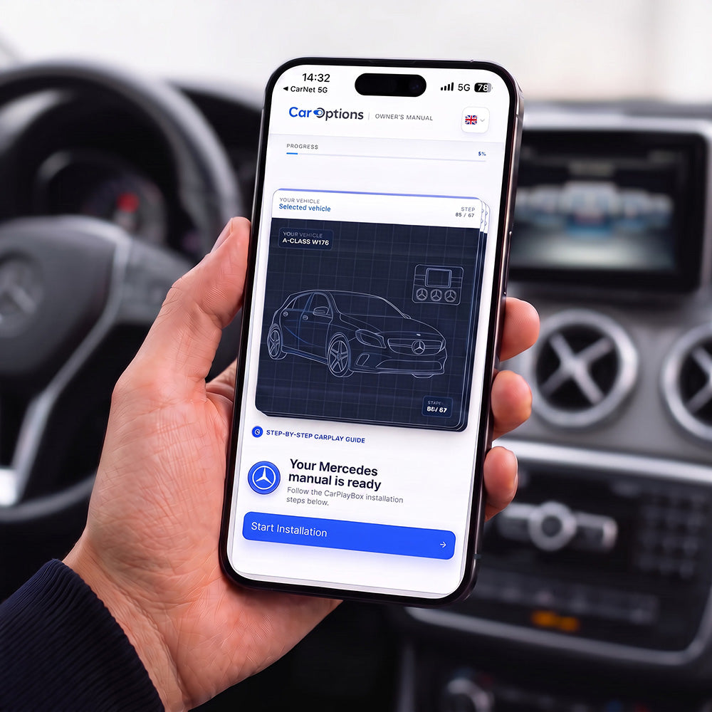 Digital CarOptions-manual på en telefon